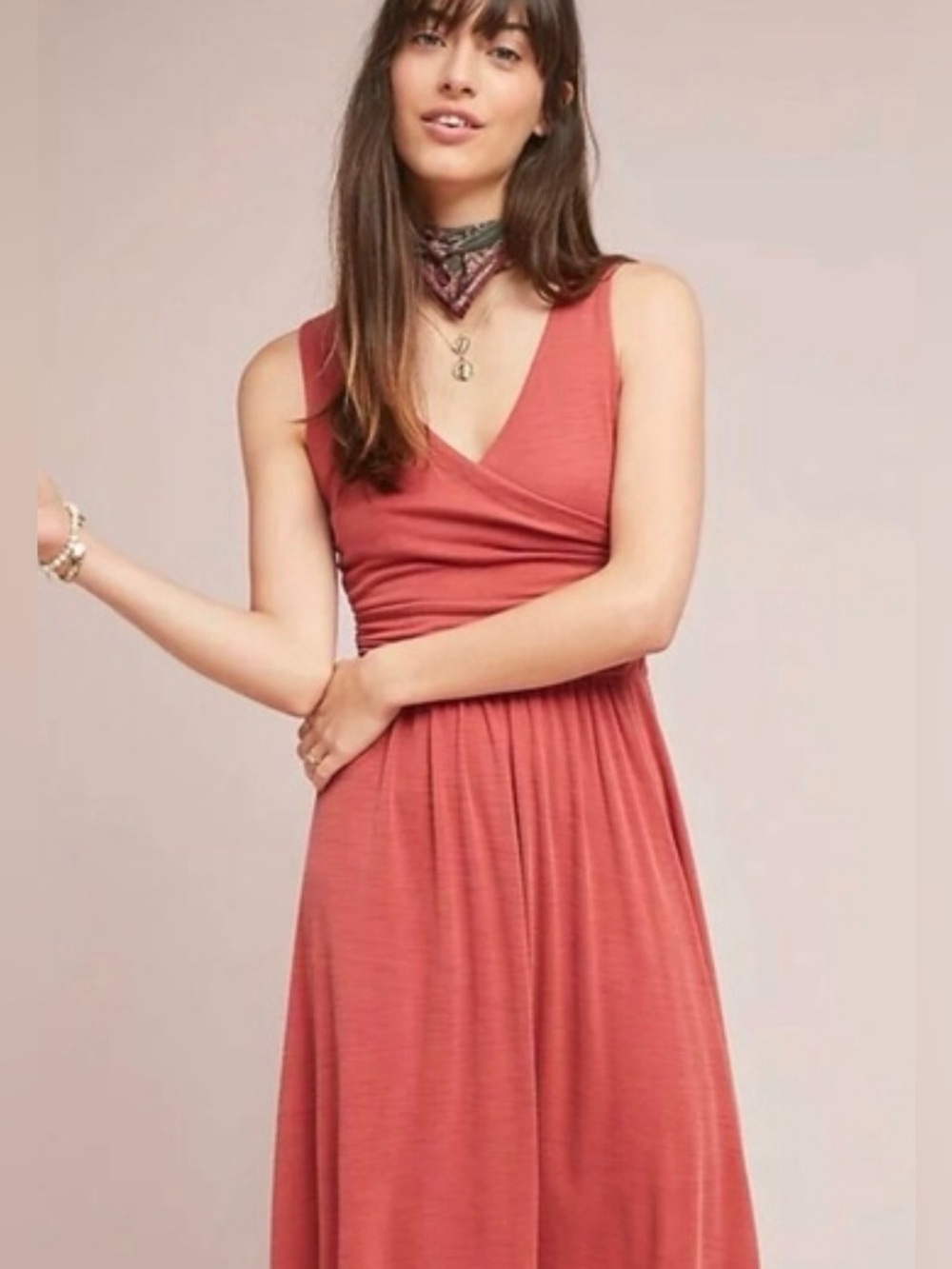 Maeve Anthropologie Nora Dress Burnt Orange Textured Size Large